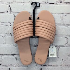 TIME & TRU Sandals Women’s Size 11 Blush Strappy Slides Slip-On Beachy Cruise